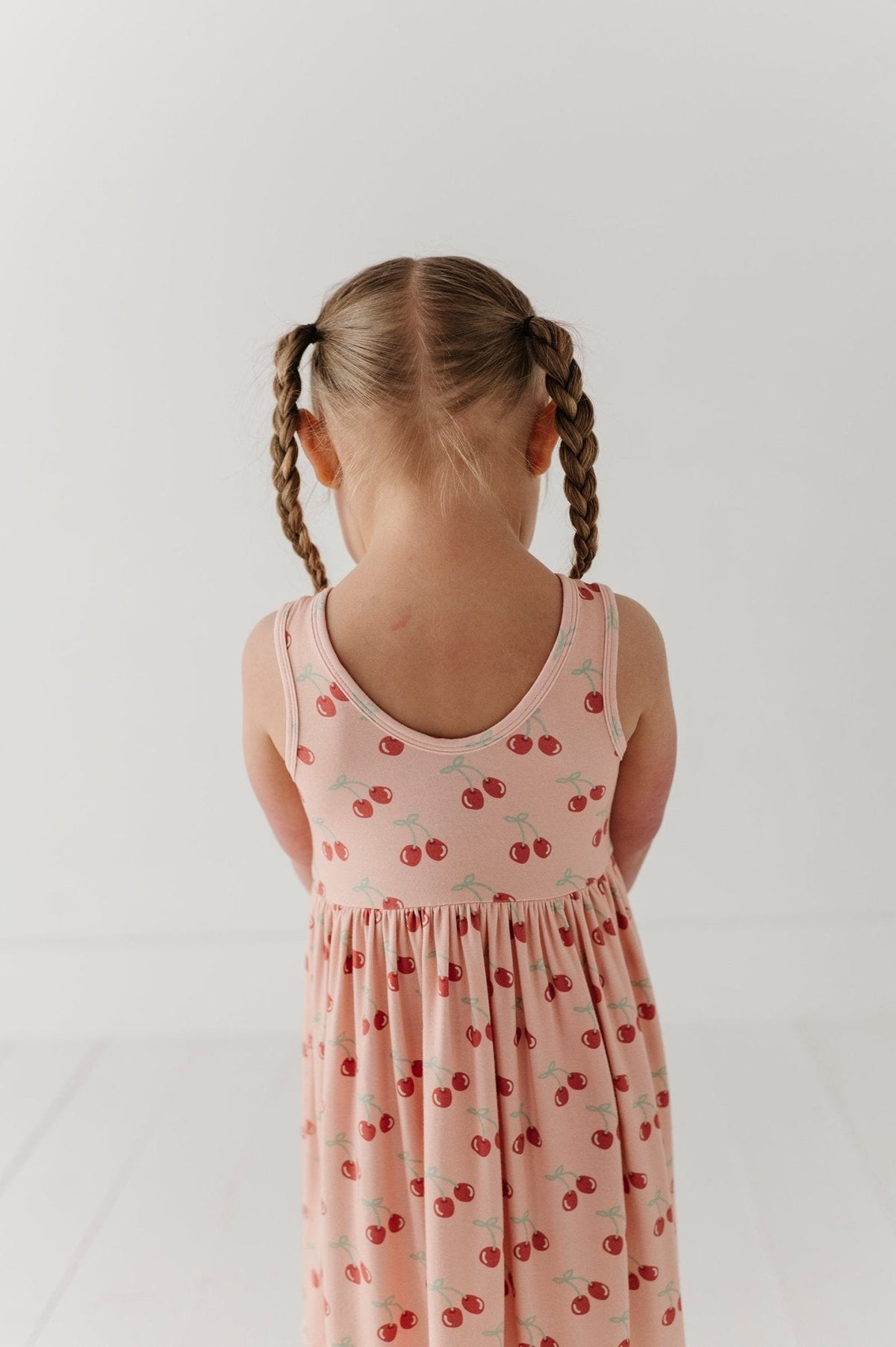Girls Henley Tank Dress in Cherries