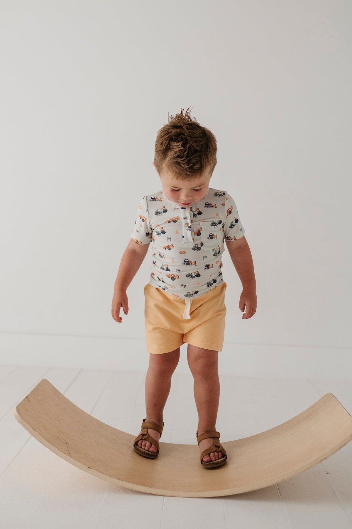 Boys Short Sleeve Henley Shirt in Construction