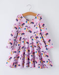 K-Pop Purple Long Sleeve Twirl Dress