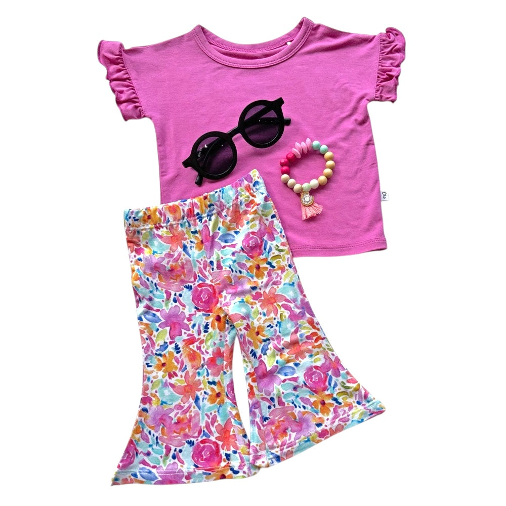 Korrie Pink Bamboo Ruffle Tee