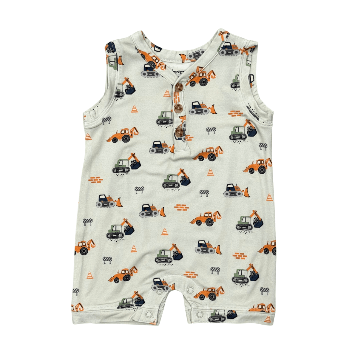 Baby Boy Sleeveless Romper in Construction