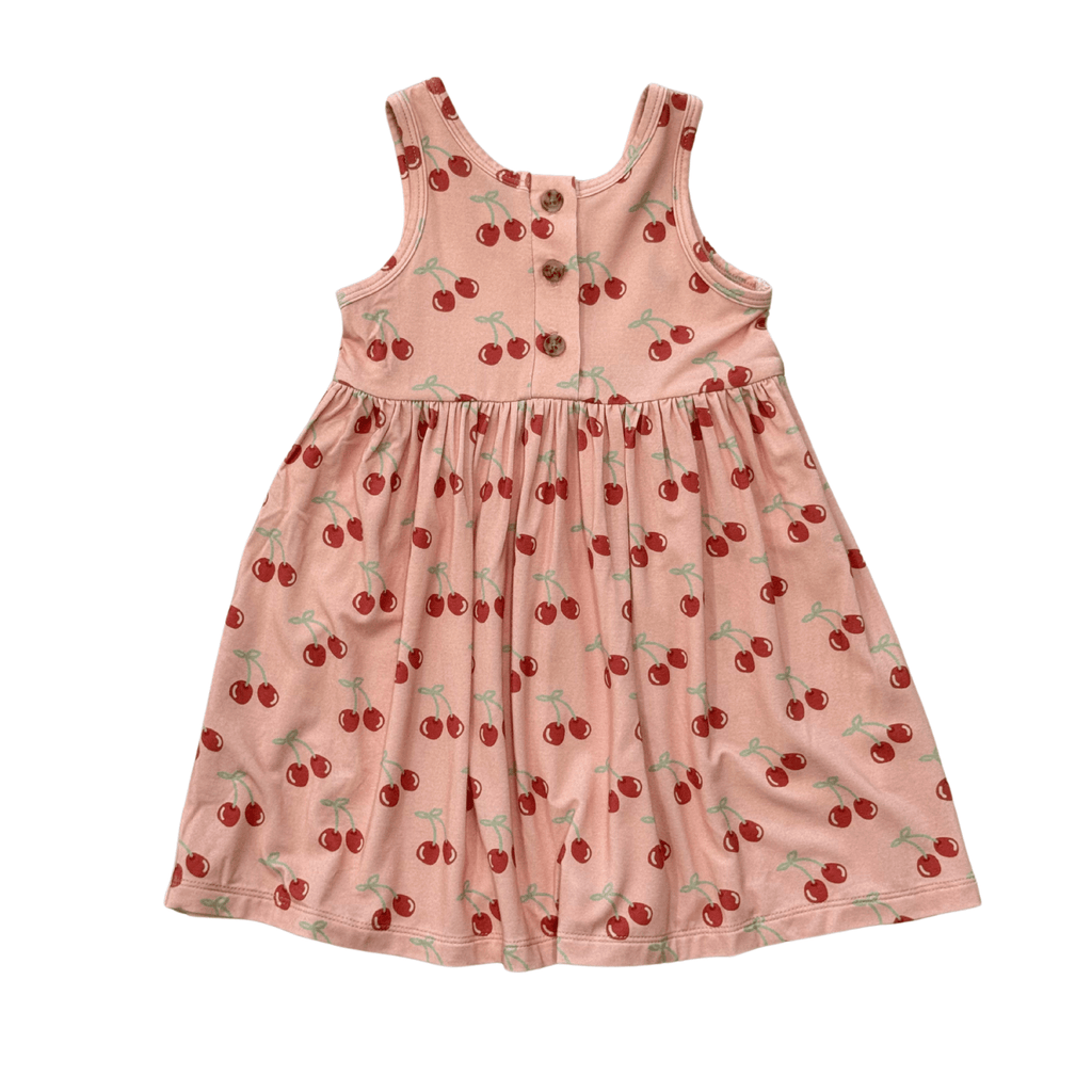 Girls Henley Tank Dress in Cherries