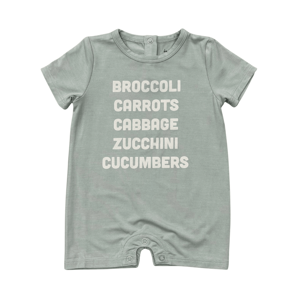 Baby Boy Short Sleeve Tee Romper in Broccoli Carrots