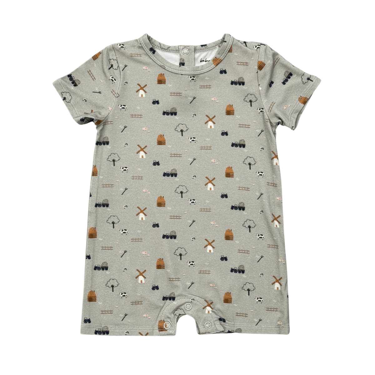 Baby Boy Short Sleeve Tee Romper in Farm