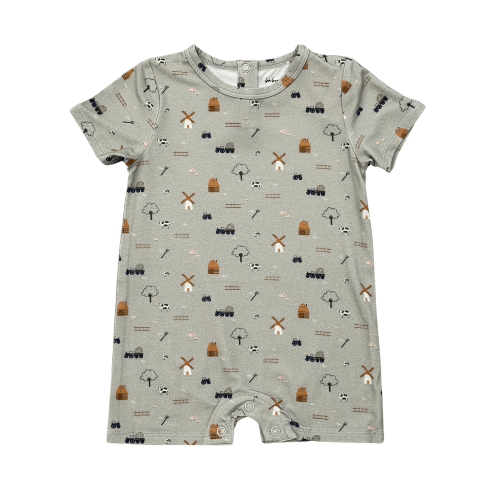 Baby Boy Short Sleeve Tee Romper in Broccoli Carrots