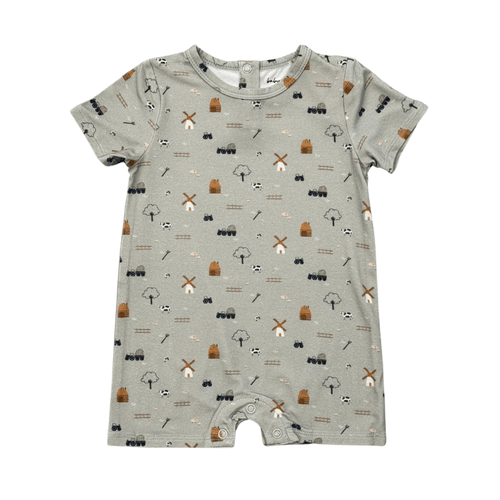 Baby Boy Short Sleeve Tee Romper in Broccoli Carrots