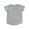 Girls V-Neck Pocket Tee in Aqua Grey
